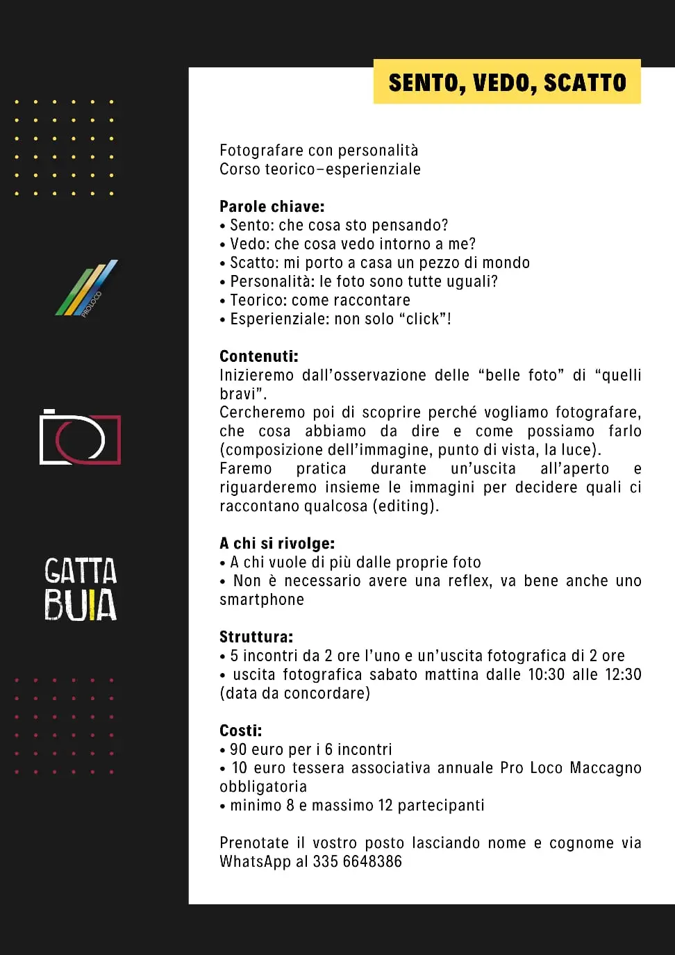 sento vedo scatto programma